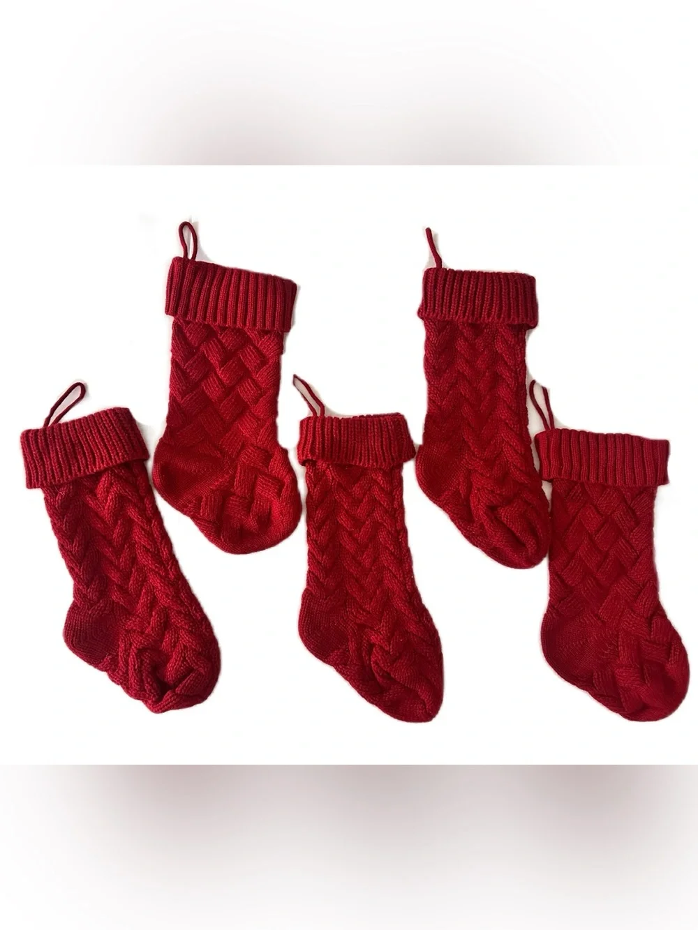Cable Knit Christmas Stockings Holiday Mantel Decor Rustic Farmhouse Set 5